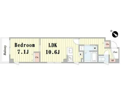 エスポワールオトメ(1LDK/2階)の間取り写真