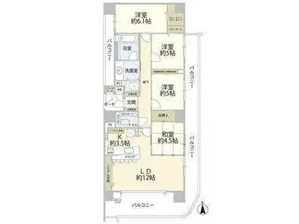 サンパーク名駅スクエア(4LDK/11階)の間取り写真