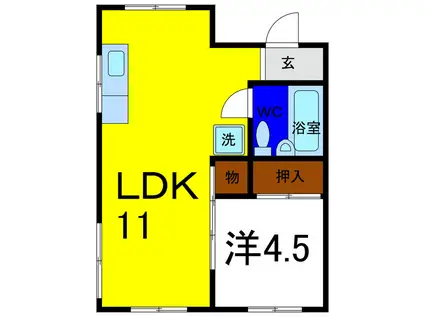 トレゾール中央通(1LDK/2階)の間取り写真