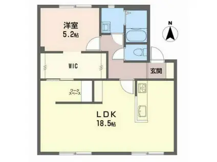 パークハイムトマリC(1LDK/1階)の間取り写真