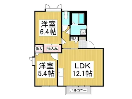 メゾンクレール原II C(2LDK/1階)の間取り写真