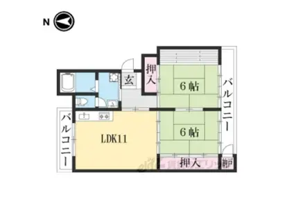 CASA辻久(2LDK/3階)の間取り写真