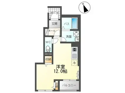 アーバンヒルズ鹿島(ワンルーム/1階)の間取り写真