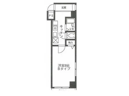 エヴァーグリーン・ラピス(1K/4階)の間取り写真