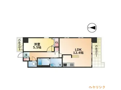 ソラナ平安(1LDK/4階)の間取り写真