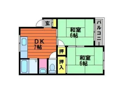 コーポチェリー(2DK/2階)の間取り写真