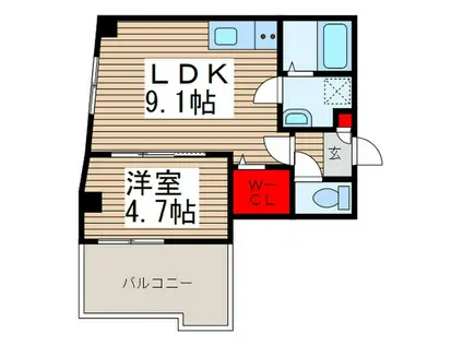 グラントレス松戸(1LDK/1階)の間取り写真