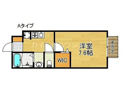 セジュール井原の里A棟B棟(1K/1階)の間取り写真