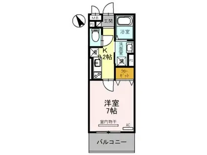 CRESCERE洛北(1K/2階)の間取り写真