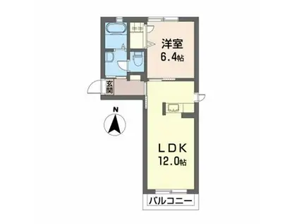 メダリアス A(1LDK/1階)の間取り写真