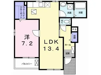 サニーサイド(1LDK/1階)の間取り写真