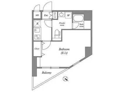 ルクレ西馬込(1K/1階)の間取り写真