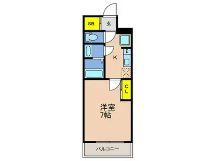 GENOVIA神戸湊川公園(1K/5階)の間取り写真