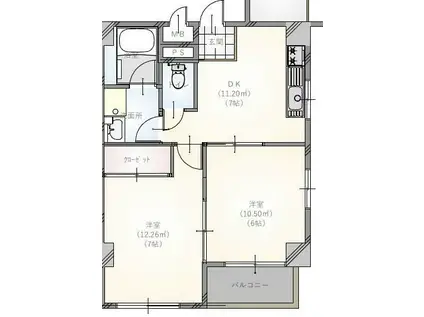 コーポ横山(2DK/3階)の間取り写真