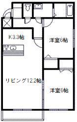シティコート ルピナス(2LDK/1階)の間取り写真