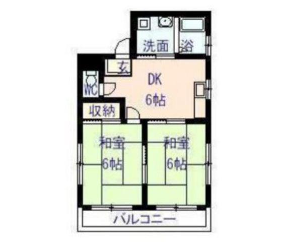サンシャイン長岡(2DK/2階)の間取り写真