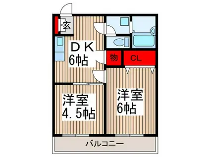 ファミリー戸田(2DK/3階)の間取り写真