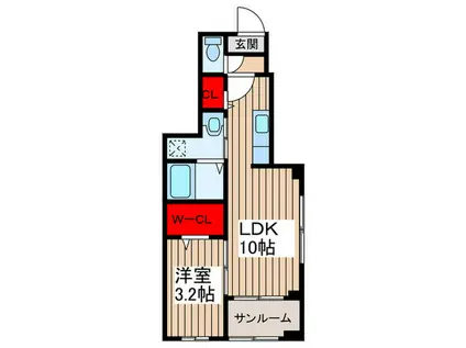 ル・ベリエ(1LDK/1階)の間取り写真