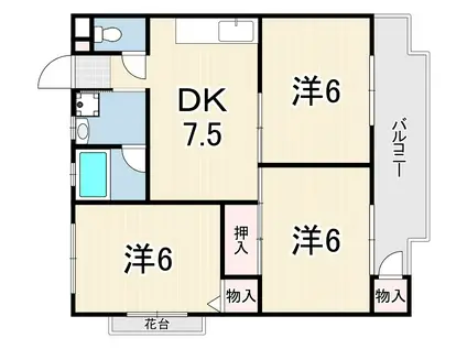 プチロワールB棟(3DK/2階)の間取り写真