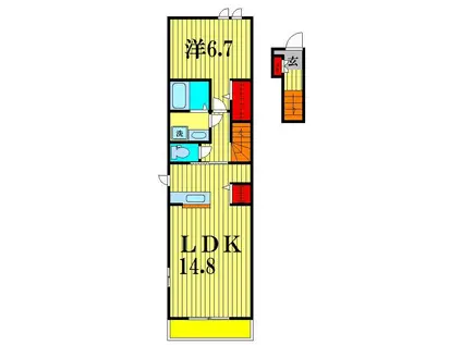 イルミナーレA(1LDK/2階)の間取り写真