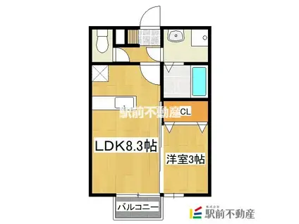 メゾン・ド・ルーラルⅡ(1LDK/2階)の間取り写真