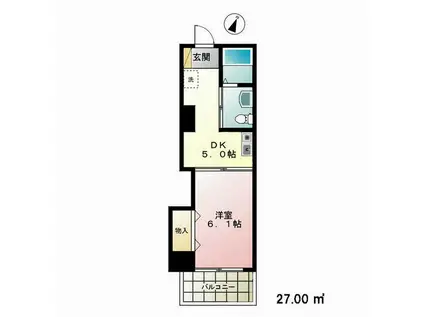 サイガ プレザン(1DK/2階)の間取り写真