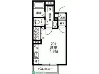 ET-S(ワンルーム/2階)の間取り写真