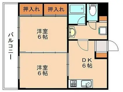 ヴィラージュ野間(2DK/5階)の間取り写真