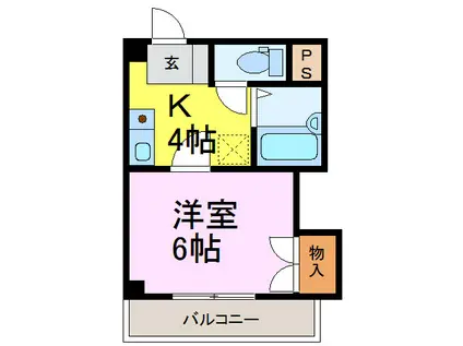 イースト・1(1K/2階)の間取り写真