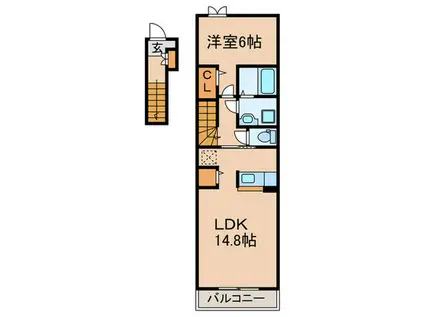 エレガンス ガーデンハウスII(1LDK/2階)の間取り写真