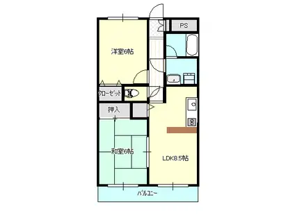 ライオンズマンション岡山南(2LDK/3階)の間取り写真