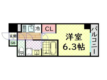 エスリード難波セントラル(1K/8階)の間取り写真