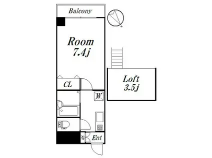 ロイヤルヒルズ(1K/7階)の間取り写真
