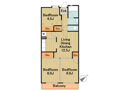 ブランニュー別所5号棟(3LDK/2階)の間取り写真