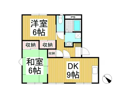 ビラ芳南台A棟(2DK/1階)の間取り写真