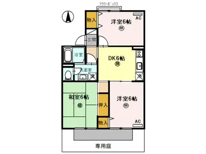 ピュアハイツ有本 I(3DK/1階)の間取り写真