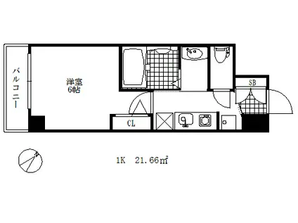 エステムコート神戸湊町(1K/9階)の間取り写真