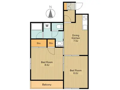 ファミールM(2DK/1階)の間取り写真