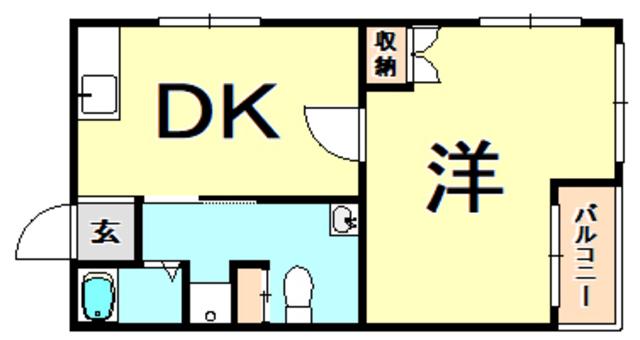 第3野上マンション(1DK/2階)の間取り写真