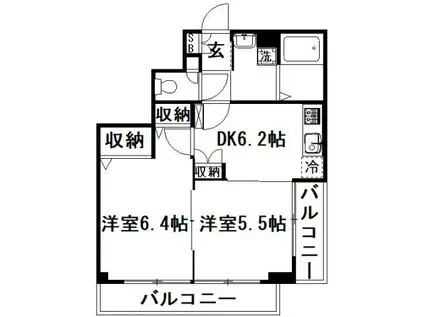 グラースビ高島平(2DK/1階)の間取り写真