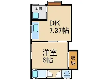 MAYUMIハイツ枚方11番館田口(1DK/2階)の間取り写真