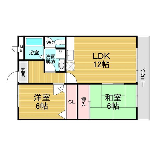 ボナールシャトー(2LDK/4階)の間取り写真