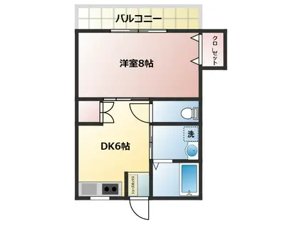 フローラ高松(1DK/1階)の間取り写真