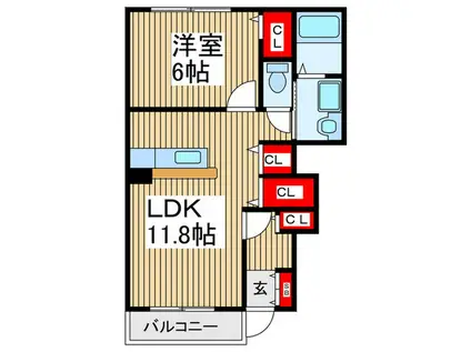 シャンエルンテII(1LDK/1階)の間取り写真