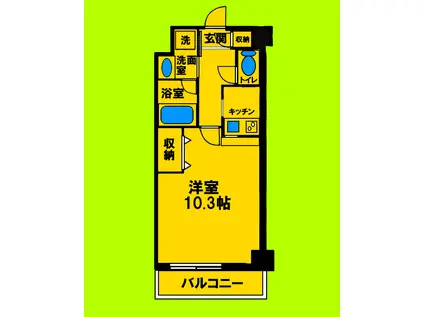シュペルブ エサカ(1K/1階)の間取り写真