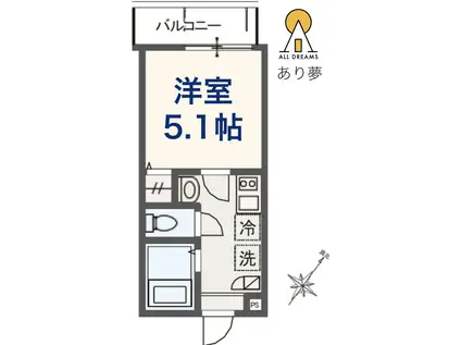 MELDIA羽沢横浜国大II(1K/3階)の間取り写真