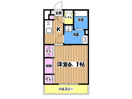 リブリ・SWEET PEA III(1K/1階)の間取り写真