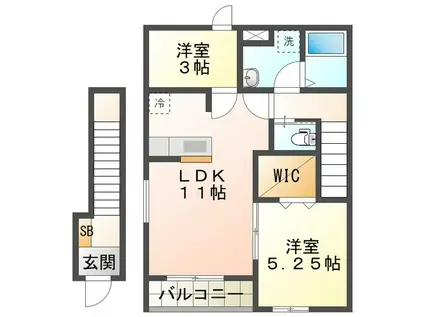 リーブルファイン大治田III1号棟(2LDK/2階)の間取り写真