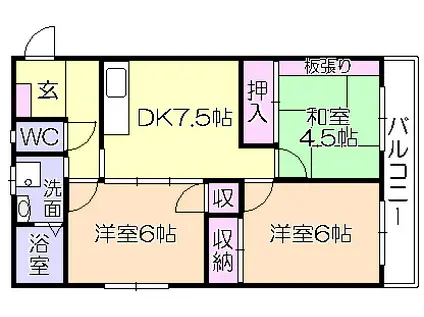 オーシャン梅満II(3DK/2階)の間取り写真