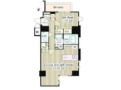 ラティオ南青山(1LDK/4階)の間取り写真